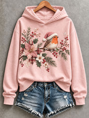 Women's Floral and Bird Patchwork Art Hoodie