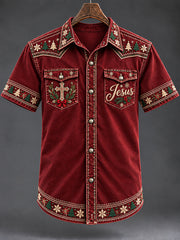 Men's Faith Christmas Jesus Birthday Print Casual Shirt
