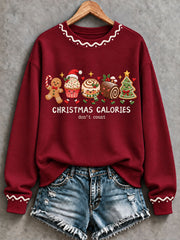 Women's 'Christmas Calories Don’t Count ' Fun Print Casual Sweatshirt