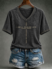 Women's I Will Praise Him In Every Season Print T-shirt
