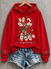 Women's Christmas Mahjong Print Casual Hoodie