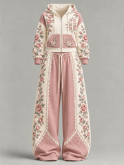 Women's Floral Cross Print Casual Set