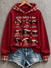 Women's 'God Says I Am...' Black Girl Christmas Faith Printed Casual Sweatshirt