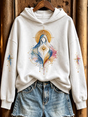 Women's Faith-Themed Pattern Design Casual Hoodie