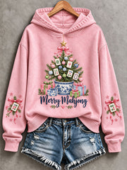 Women's Christmas Tree Mahjong Print Casual Sweatshirt
