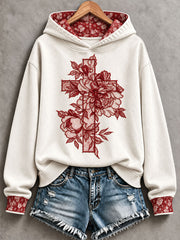 Women's "Faith" Cross & Floral Print Casual Sweatshirt