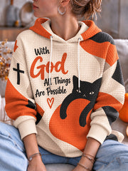 Women's Cute Animal Faith Print Hooded sweatshirt