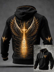 Men's The Way The Truth The Life Print Checkered Cotton Hoodie