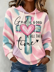 Women's God Is Good All The Time Printed Waffle Hoodie