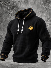 Men's Half Hood Half Holy Print Checkered Cotton Hoodie
