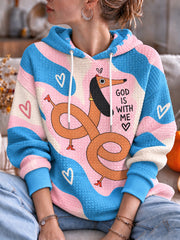 Women's Cute Animal Faith Print Hooded sweatshirt