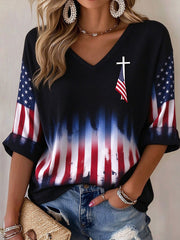 Women's Cross Print Casual T-Shirt