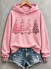 Women's Pink Christmas Tree Hoodie