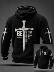 Men's Be Bold Strong Courageous Checkered Cotton Hoodie