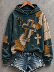 Women's Faith Cross Printed Hoodie