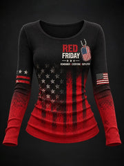 Women's Red Friday Printed Casual T-Shirt