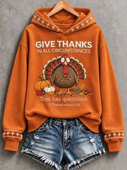 Women's 'Give Thanks In All Circumstances' Thanksgiving Day Faith Print Casual Sweatshirt