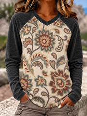 Women's Western Style Art Print V-Neck T-Shirts