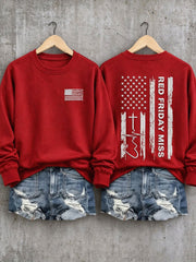 Women's Red Friday Printed Casual Sweatshirt