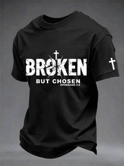 Men's Christian Cross Broken But Chosen Print Tee