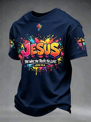 Men's Christian Jesus Cross Short Sleeve T-shirt