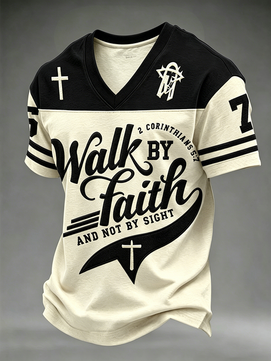 Men's Walk By Faith And Not By Sight V-neck T-shirt