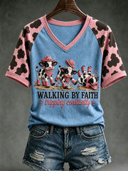 Women's Walking By Faith Tripping Contantly T-shirt