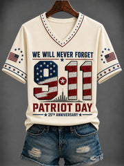 Women's America Printed V-neck T-shirt