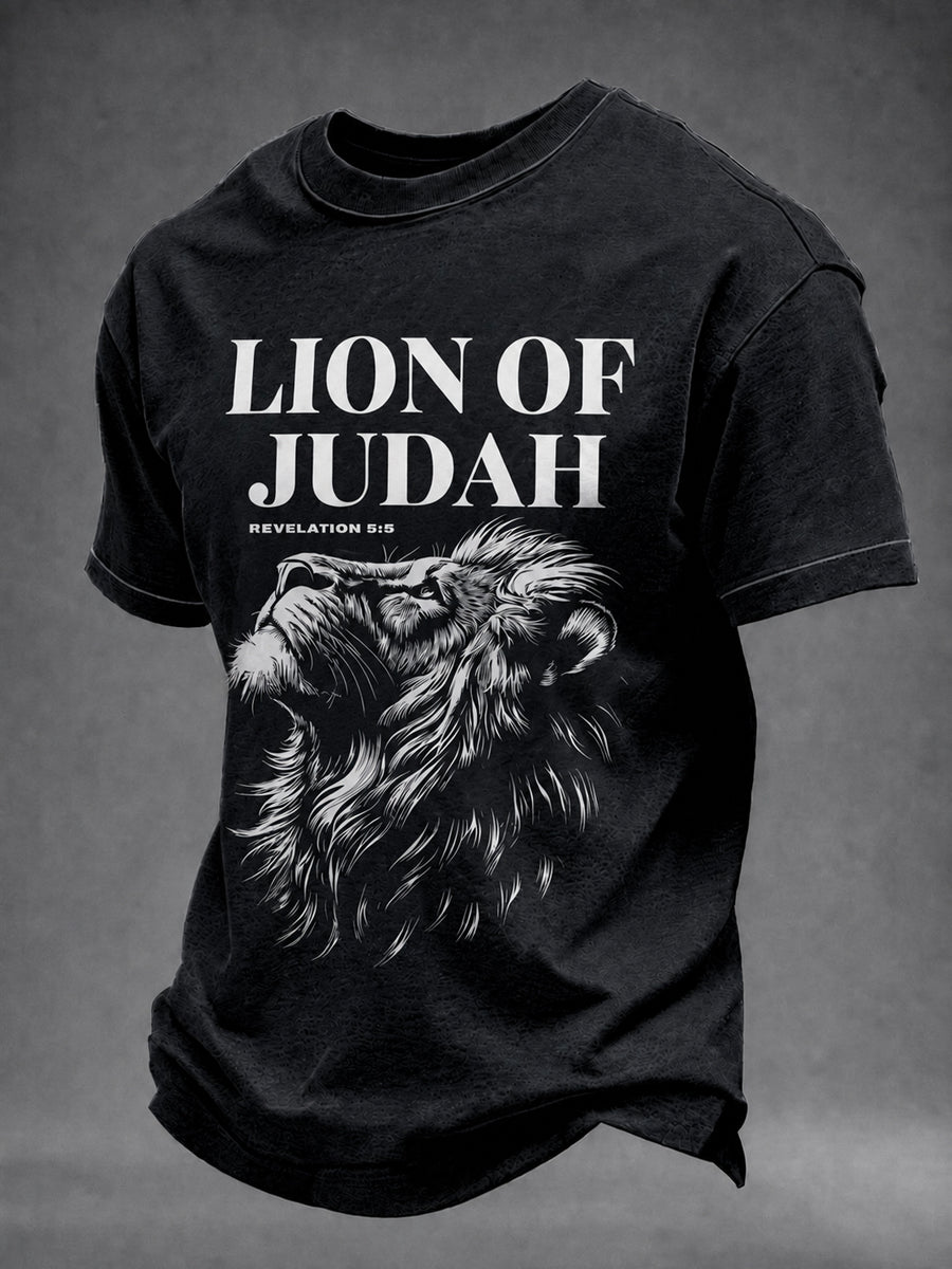 Men's Christian Lion of Judah Cross Short Sleeve T-shirt