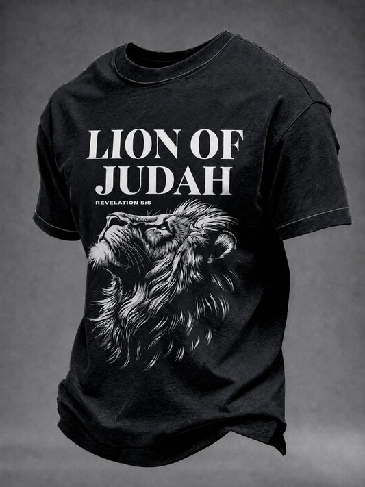 Men's Christian Lion of Judah Cross Short Sleeve T-shirt