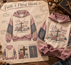 Women's Faith Theme Slogan Cross Pattern Color-Blocking Design Casual Hoodie