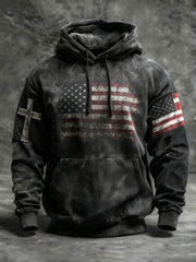 Men's Vintage Faith American Flag Camo Hoodie