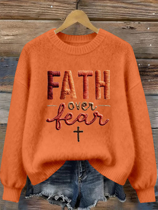 Women's Faith Over Fear Printed Casual Top