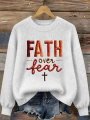 Women's Faith Over Fear Printed Casual Top