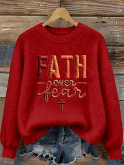 Women's Faith Over Fear Printed Casual Top