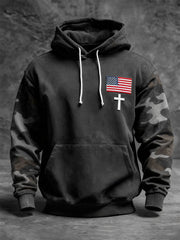 Men's Vintage Faith American Flag Camo Hoodie