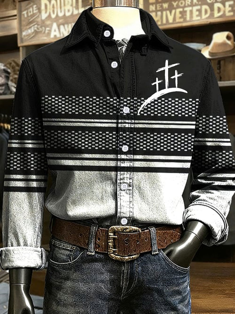 Men's Cross Print Casual Shirt
