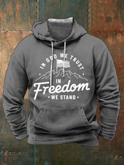 Men's In God We Trust In Freedom We Stand Print Standard Fit Hoodie