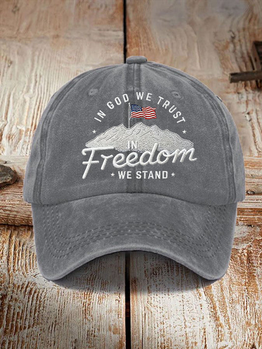 Unisex In God We Trust In Freedom We Stand Print Hat