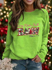 Women's Christmas combined with faith print raglan sleeve sweatshirt