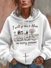 Women's Thanksgiving Autumn Pumpkin Faith Printed Hoodie