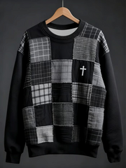 Men's Faith Patchwork Print Crew Neck Sweatshirt