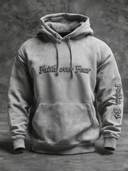 Men's Vintage Cross Faith Over Fear Psalm 34 Print Hoodie