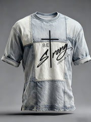Men's Faith Cross Be Strong Short Sleeve T-shirt