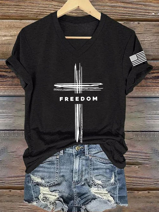 Women's Freedom Cross  Short Sleeve T-Shirt