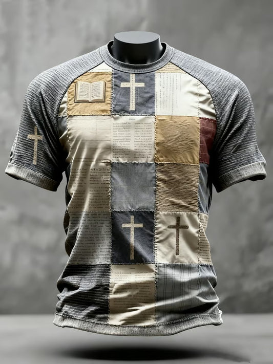 Men's Patchwork of Faith Printed short sleeve t-shirt