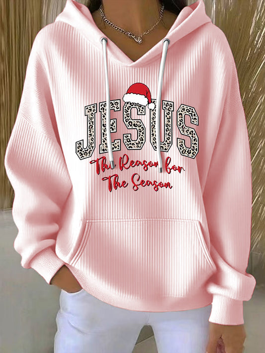 Women's Jesus The Reason For The Season Faith Printed Hoodie