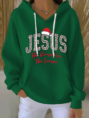 Women's Jesus The Reason For The Season Faith Printed Hoodie