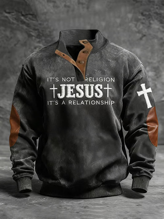 Men'S Casual It's Not A Religion Jesus It's A Relationship Print Sweatshirt