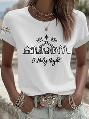 Women's “O Holy Night” Print Short Sleeve T-Shirt